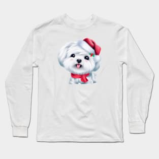 Cute Maltese Dog Drawing Long Sleeve T-Shirt